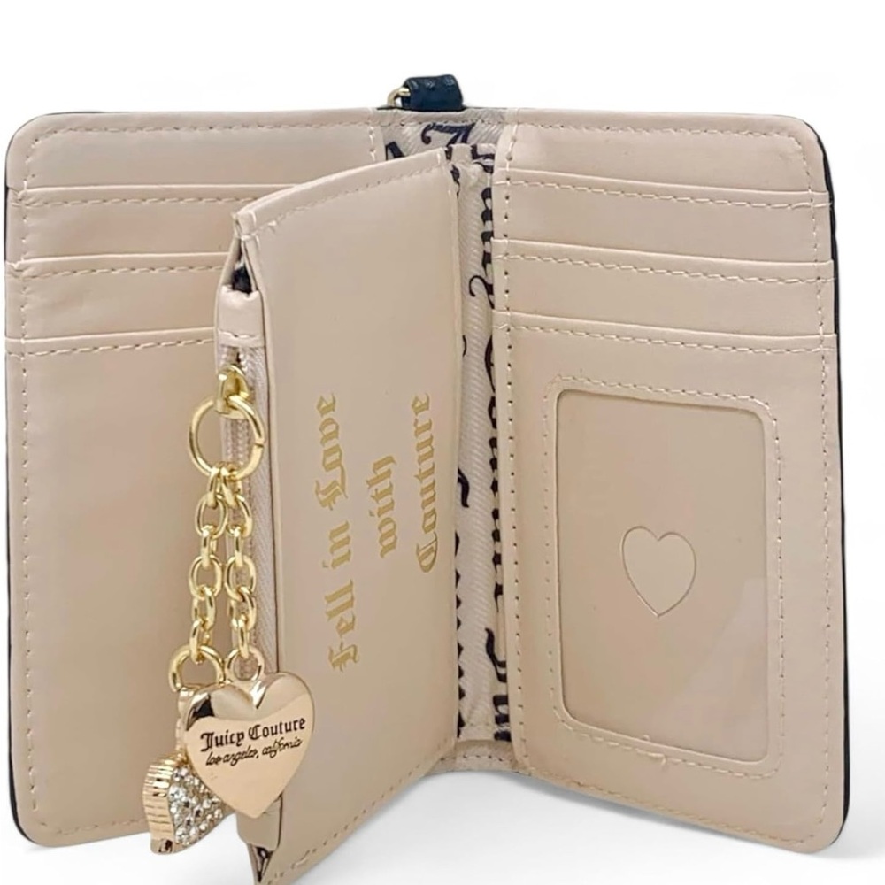 FINAL REDUCED PRICE!Juicy Couture Cream Card Holder with Gold Heart Accent - Picture 3 of 3